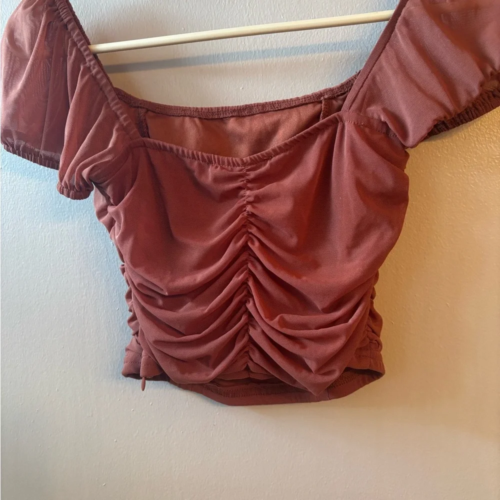 Lulu's Ruched Rust Blouse - Picture 2 of 2